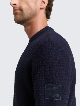 Strukturirani pleteni pulover - Plava_9725866