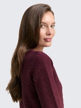 Strukturirani pleteni pulover - Crvena_9612957