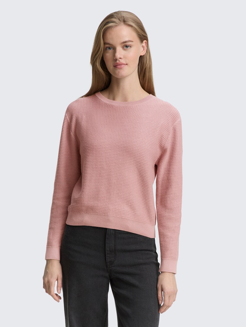 Strukirani pleteni džemper - Roze_8179270