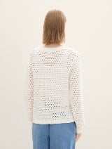 Pulover din tricot structurat - Alb_7211369