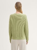 Pulover din tricot structurat - Verde_2677391