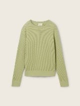 Pulover din tricot structurat - Verde_2677391