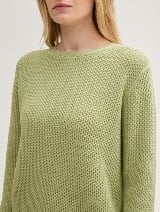 Pulover din tricot structurat - Verde_2677391