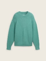 Pulover din tricot structurat - Verde_3984882