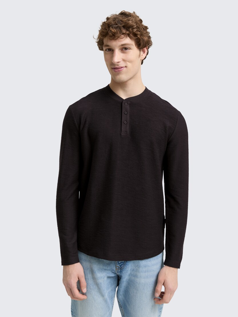 Tricou Henley structurat - Negru-1047422-10429-16
