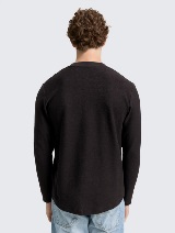 Tricou Henley structurat - Negru_8641051