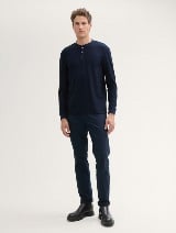 Majica s Henley izrezom - Plava_131869