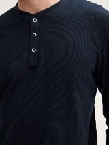 Tricou henley structurat - Albastru_131869