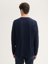 Tricou henley structurat - Albastru_8571932