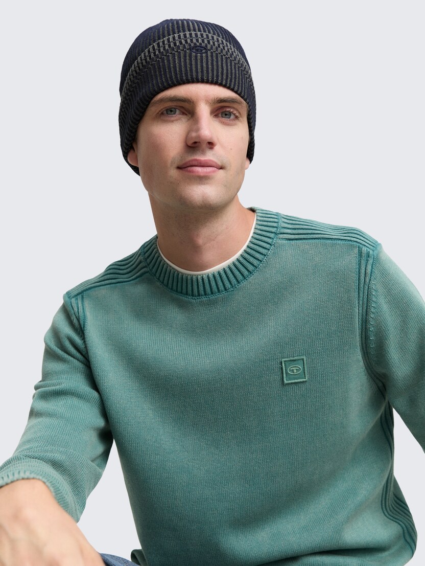 Strukturirana pletena kapa - Modra_7174691