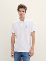 Tricou polo structurat - Alb_1407186