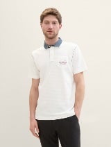 Tricou polo structurat - Alb_4515507