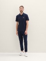 Tricou polo structurat - Albastru_7523926