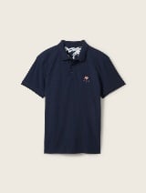 Tricou polo structurat - Albastru_7523926