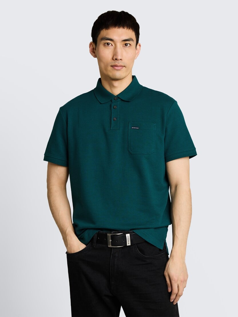 Tricou polo structurat - Verde_404944