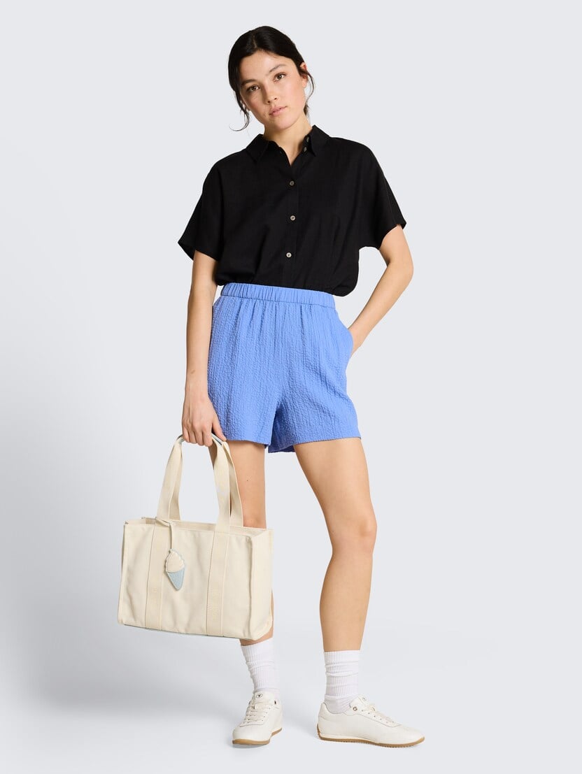 Strukturirane kratke pantalone - Plava_1755691