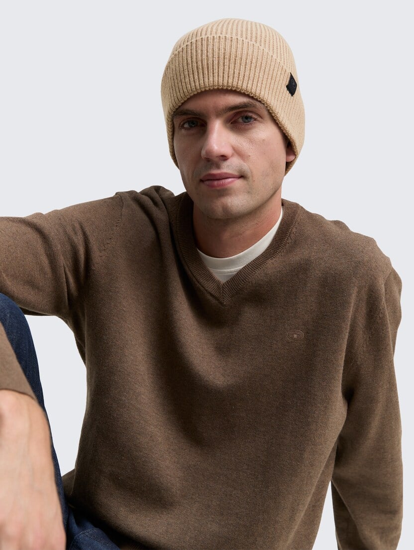 Căciulă tricotată confortabilă - Bej-1048038-30647-16